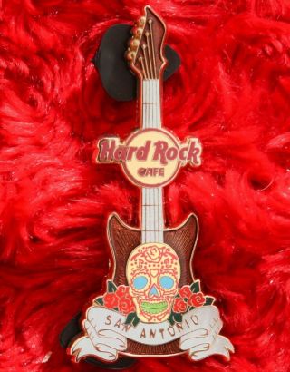 Hard Rock Cafe Pin San Antonio Sugar Skull Guitar L200 Day Of The Dead Hat Lapel