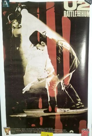 Vintage 1988 U2 Rattle And Hum Movie Promo Poster Authentic Bono Edge