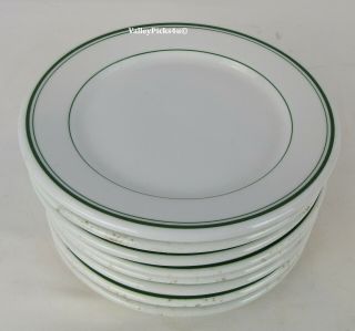 8 Vintage Jackson China Green Stripe Streamline Diner Salad Dessert Lunch Plates