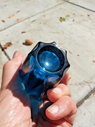 Vintage VIKING GLASS Table Lighter Blue 4 1/2” High 3