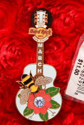 Hard Rock Cafe Pin San Diego Guitar Honey Bee Lapel Hat Save The Logo Flower Le