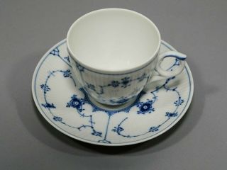 Vintage Royal Copenhagen Blue & White Fluted Tea Cup & Saucer 76 - 79 - 315 Zxx