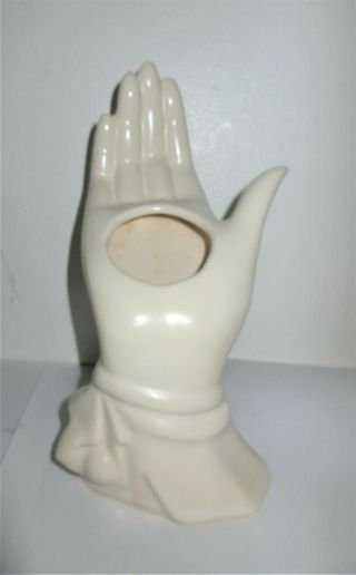 Vintage Nelson Mccoy Ladys Hand Vase Planter White Pottery Approx 8 "