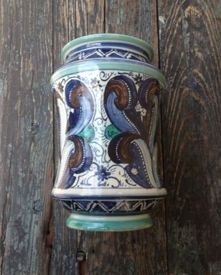 Vintage Handcrafted Deruta Italy Majolica Glaze Pottery Jar/ Vase,  Cantagalli