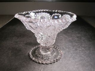Antique Millersburg Glass Crystal Honeycomb & Hobstar Flaired Compote Dish