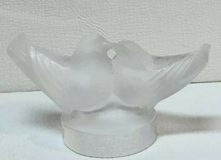 Signed Lalique France Crystal Kissing Doves Love Birds Figurine Paperweight