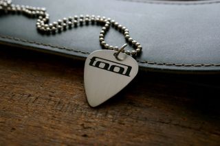 Hand Made Etched Nickel Silver Guitar Pick Necklace With Tool