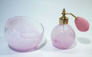 Caithness Glass Perfume Atomiser & Matching Powder Bowl.