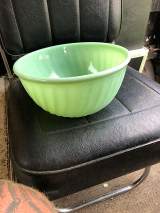 Vintage 9 " Fire King Jadeite Mixing Bowl Swirl Pattern Made In U.  S.  A.