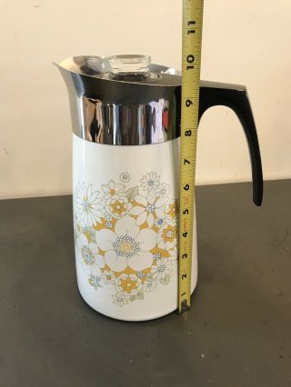 CORNING WARE 9 CUP STOVE TOP PERCOLATOR COFFEE POT YELLOW FLORAL BOUQUET 2
