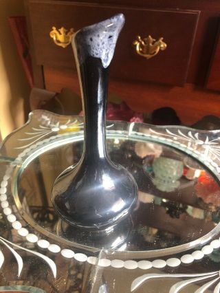 Van Briggle Pottery Bud Vase Glossy Black With Gray Spots
