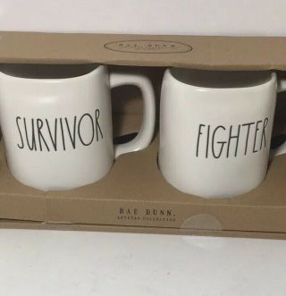 Rae Dunn Set Of 2 Mugs Survivor/fighter