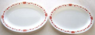 Two (2) Vintage Pyrex Kettle Restaurant Ware White Platter Plate -