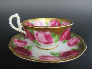 Vintage Royal Albert " Old English Rose " Tea Cup And Saucer - Heavy Gold