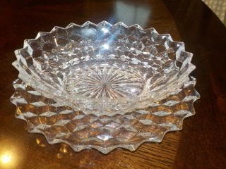 Vintage Fostoria American Crystal Oval Sauce Bowl And Plate.  Wow
