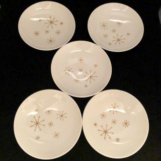 Vintage Royal China Star Glow 7 3/4 " Soup Bowls Set Of 5 Atomic Age Made In Usa