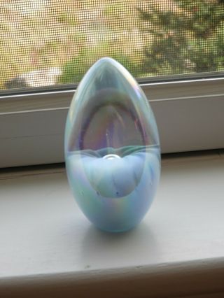 Vintage CSS Art Glass Sculpture Glass Egg Shaped Paperweight Opalescent SS3 2