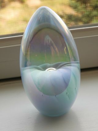 Vintage CSS Art Glass Sculpture Glass Egg Shaped Paperweight Opalescent SS3 4