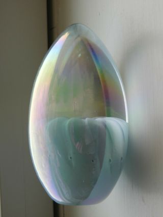 Vintage CSS Art Glass Sculpture Glass Egg Shaped Paperweight Opalescent SS3 5