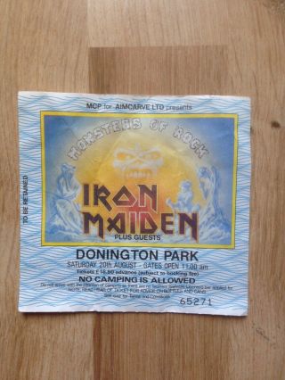 Iron Maiden Moneters Of Rock 1988 Ticket