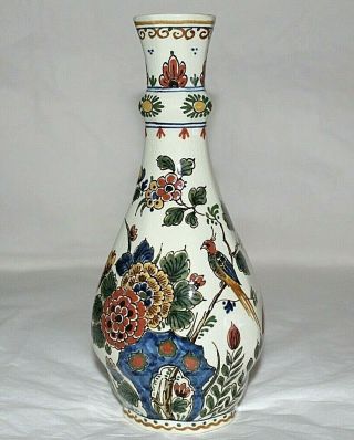 Vintage Royal Delft Porcelain Polychrome Vase Holland Signed Hand Painted