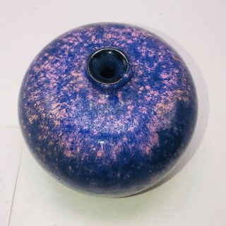 Studio Art Pottery Weed Pot MCM Vase Signed Earth Tones Purple Drip 5