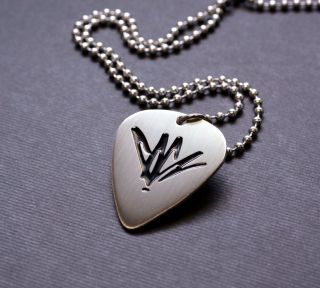 Handmade Etched Nickel Silver Chris Cornell Guitar Pick Necklace - Donation