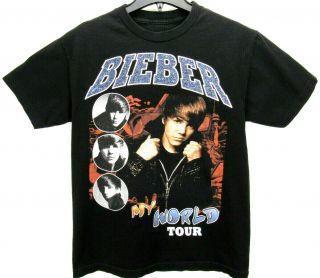 Justin Bieber My World Tour Size Medium T Shirt Concert Tour