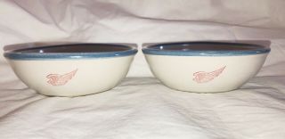 Set Of 2 Red Wing Stoneware Co.  Cereal Bowls Blue Trim Pottery