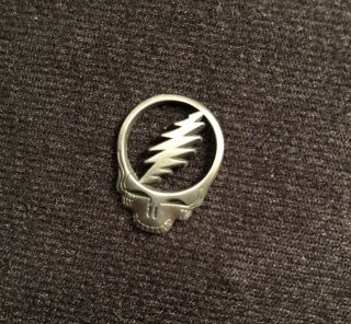 Grateful Dead Skull Pin steal your face 1 1/4 in cut out Silver 2