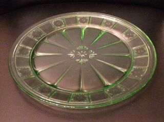 Three Assorted Doric Green Depression Glass Plates