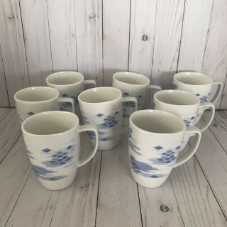 Corelle Coordinates Porcelain Mugs (set Of 8) Blue Diamonds