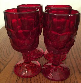 Viking Ruby Red Glass Georgian Goblets 5 3/4 Inches Set Of 4 1960’s
