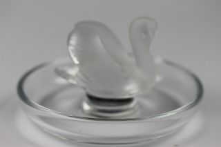 Vtg Lalique France Art Glass Crystal Cygne Swan Center Ring Trinket Dish Nr Rgh