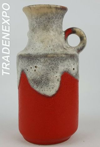 Vintage 60 - 70s (u) Ubelacker Red Vase 1756/18 West German Pottery Fat Lava