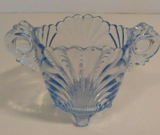 Cambridge Caprice Glass Footed Open Sugar Dish Moonlight Blue Art Deco