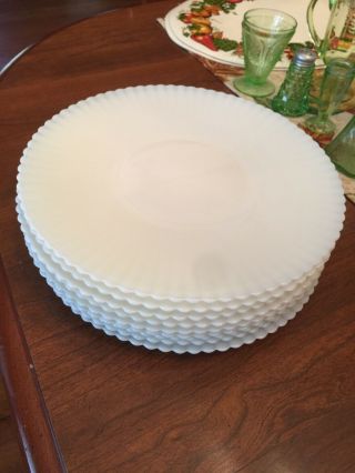 9 Macbeth Evans Depression Glass Petalware Monax White 10 - 5/8” Dinner Plate
