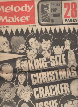 Melody Maker 18 Dec 1965 Beatles,  Donovan,  Spencer Davis,  Supremes,  Stones,  Shadows
