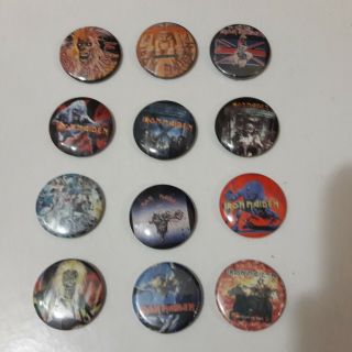 Vintage Iron Maiden 12 X Buttons Heavy Metal Pin Patch