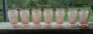Set Of 6 Anchor Hocking Pink Depression Manhattan 10 Oz Tumbler Glasses