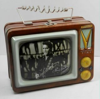 1999 Official Elvis Presley T.  V.  Tin Tote Vandor Collectible Tins Lunchbox