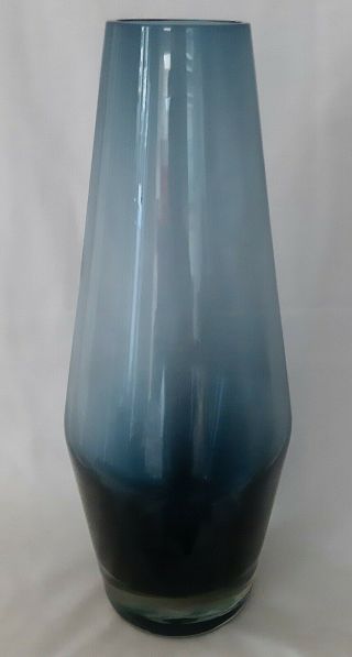 Vintage Riihimaen Lasi Oy Riihimaki Blue Glass Vase By Tamara Aladin