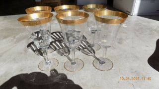 Vintage Tiffin Rambler Rose Water Or Wine Goblets With Gold Rim Set Of 6