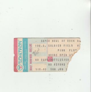 Rare Vintage Pink Floyd Soldier Field Chicago June 19 1977 Ticket Stub