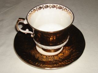 Elizabethan Sovereign Black/white Teacup Tea Cup/saucer Fine Bone China England