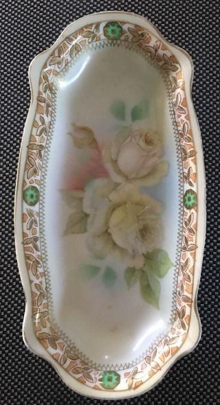 Antique Prussia Royal Rudolstadt Beyer Bach Vanity,  Roses Hand Painted Signed