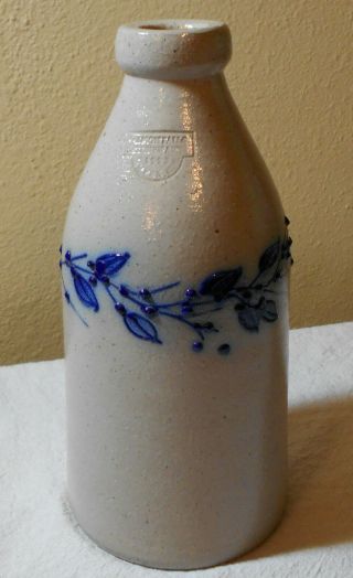 Vintage 1993 Salmon Falls Stoneware Bottle/jug Blueberry Vine 9 In Artist 