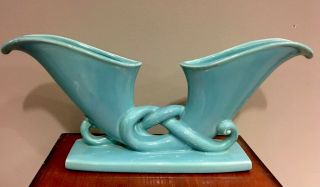 (very Rare) Vintage Haeger Pottery 75th Anniversary Blue Double Vase.