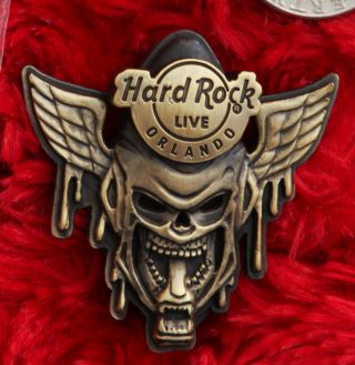 Hard Rock Cafe Pin Orlando Live 3d Winged Skull Alien Movie Monster Mask Angel