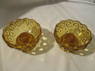 2 Vintage Moon And Stars Amber Glass Candlesticks Candle Holders.  L.  E.  Smith